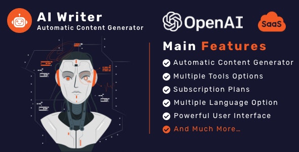 ai writer saas 1 0 nulled – powerful automatic content generator tools writing assistant