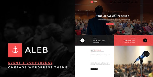 aleb1 4 3 event landing page wordpress theme for conference marketing