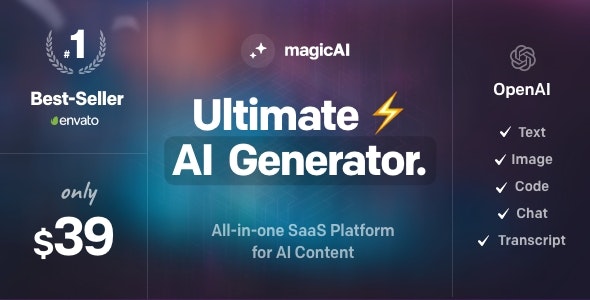 magicai 1 5 3 nulled openai content text image chat code generator as saas