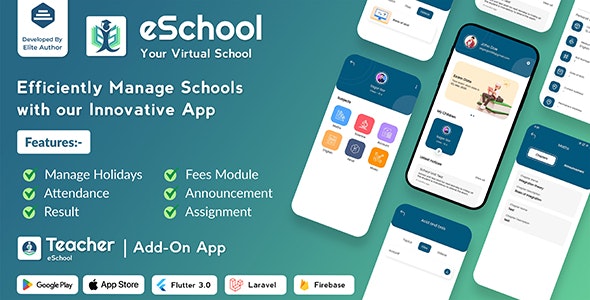 eschool 1 0 7 nulled virtual school management system flutter app with laravel admin panel