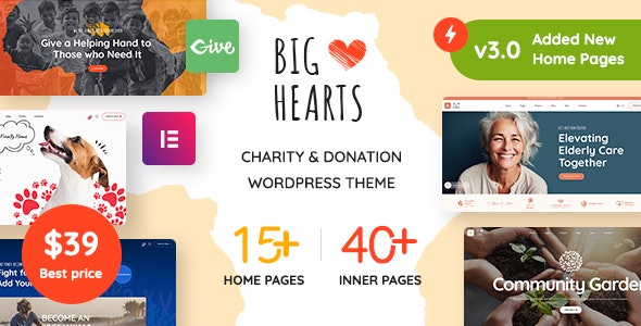 bighearts 3 0 0 charity donation wordpress theme