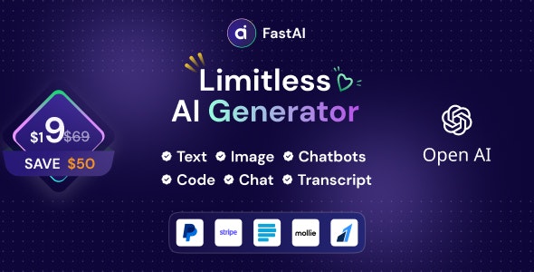fastai 1 2 1 saas ai content voice text image chat code generator