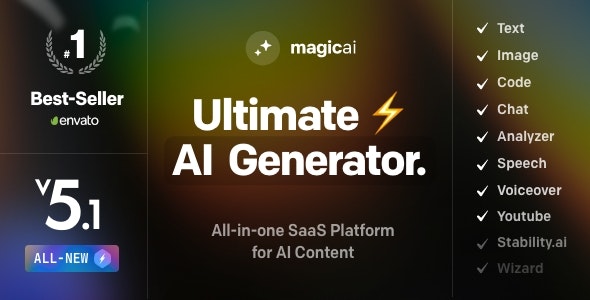 magicai 3 2 0 nulled openai content text image chat code generator as saas