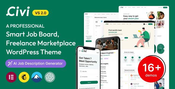 civi 2 0 8 job board freelance marketplace wordpress theme 1