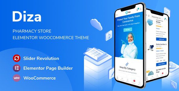 diza 1 2 7 pharmacy store elementor woocommerce theme