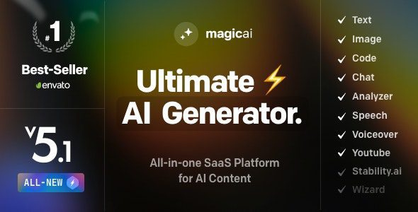 magicai 3 2 0 nulled openai content text image chat code generator as saas 1