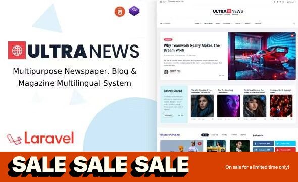 ultranews 2 8 0 laravel newspaper blog multilingual system with support ai writer content generator 1