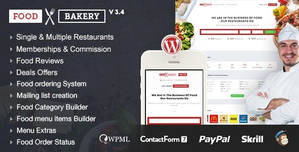 foodbakery 3 4 nulled food delivery restaurant directory wordpress theme