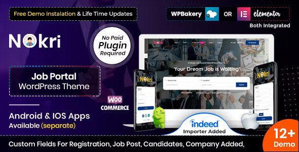 nokri 1 5 4 job board wordpress theme